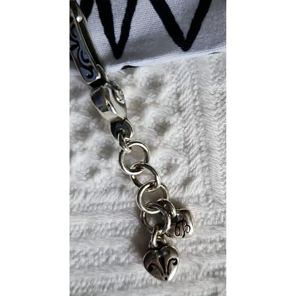 BRIGHTON Silver Bracelet Hearts and Open Etched Rectangle Links & Jewelry Pouch - Picture 3 of 5